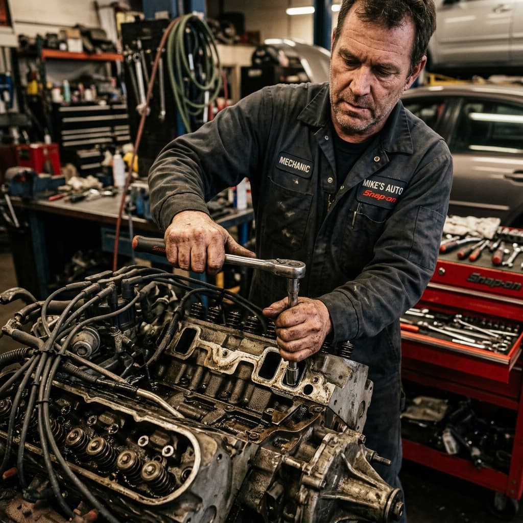 Mechanic working on an engine